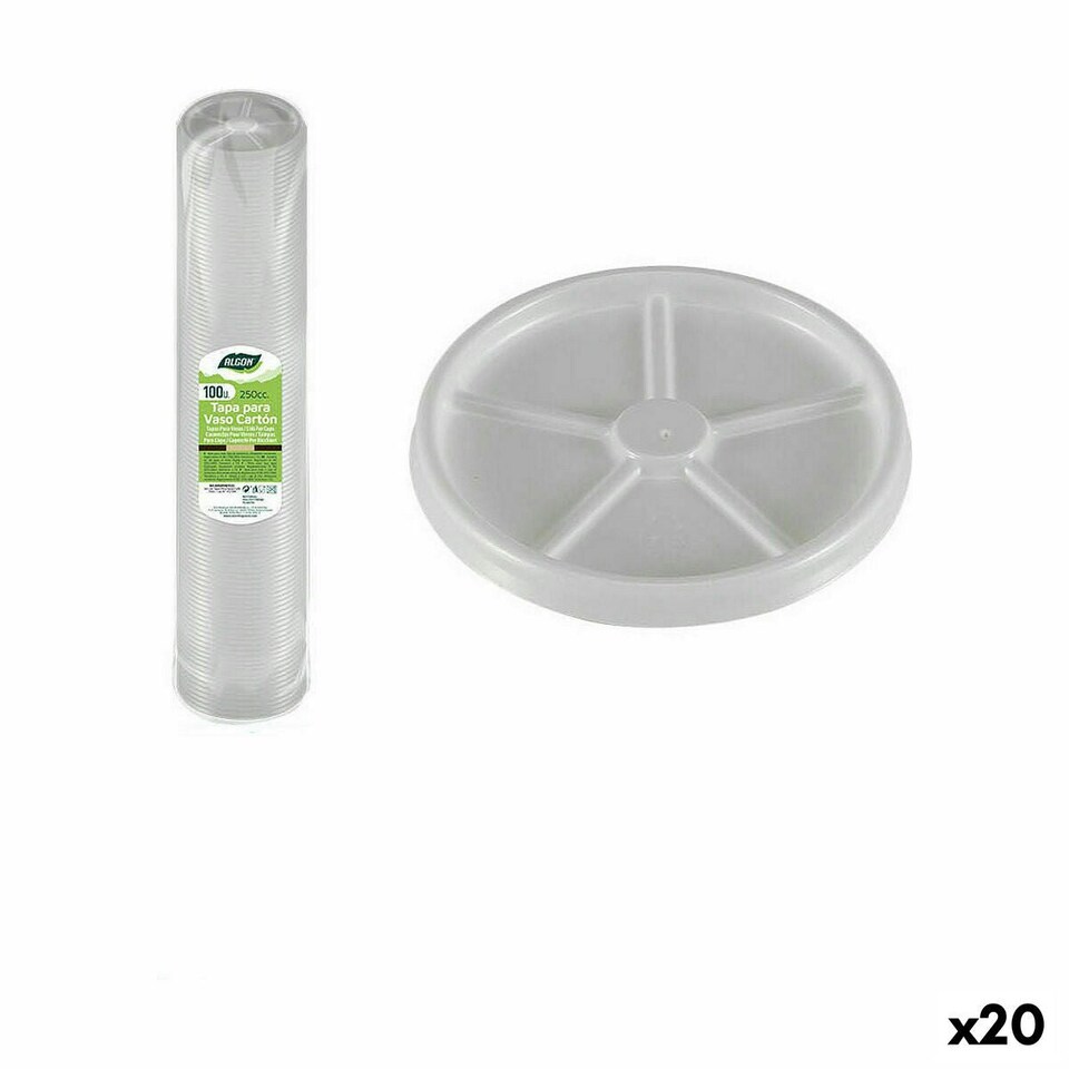 image 1 of Set of lids for glasses Algon Coffee 100 Pieces 250 ml (20 Units) N/A