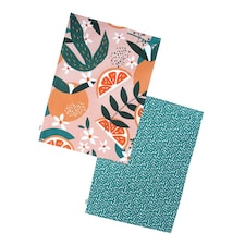 Exotic Fruit Recycled Cotton Set of 2 Tea Towels - Blush | Multi
