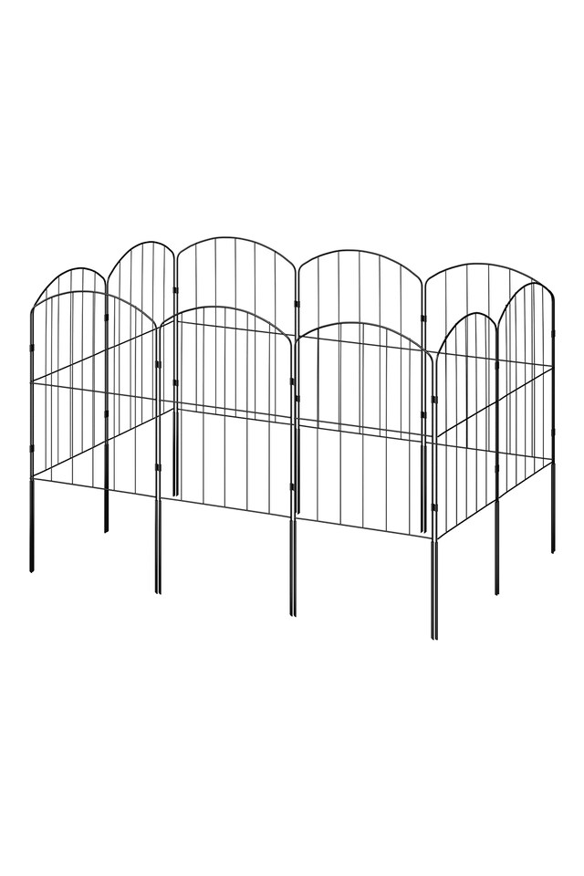 image 1 of Living and Home 25Pcs Arched Metal Garden Edging Fence Panels,31 W x 61 H cm | Black | 31cm(W) x 61cm(H)