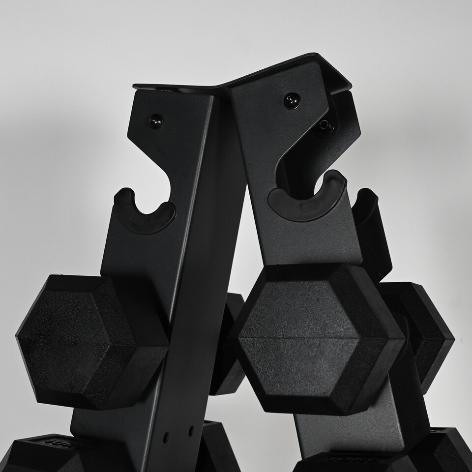 image 1 of GYM SETS 5 & 6 Tier Hex Dumbbell Tree Rack- (5 Tier Tree 2.5-12.5kg (No Weights) + No Bench)