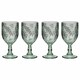 image 2 of Set of 4 Laurier Green Embossed Leaf Drinking Glass Spring Summer Wine Goblets 320ml