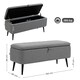 image 7 of HOMCOM Storage Ottoman Bench, Linen Fabric Footstool with Steel Legs Grey