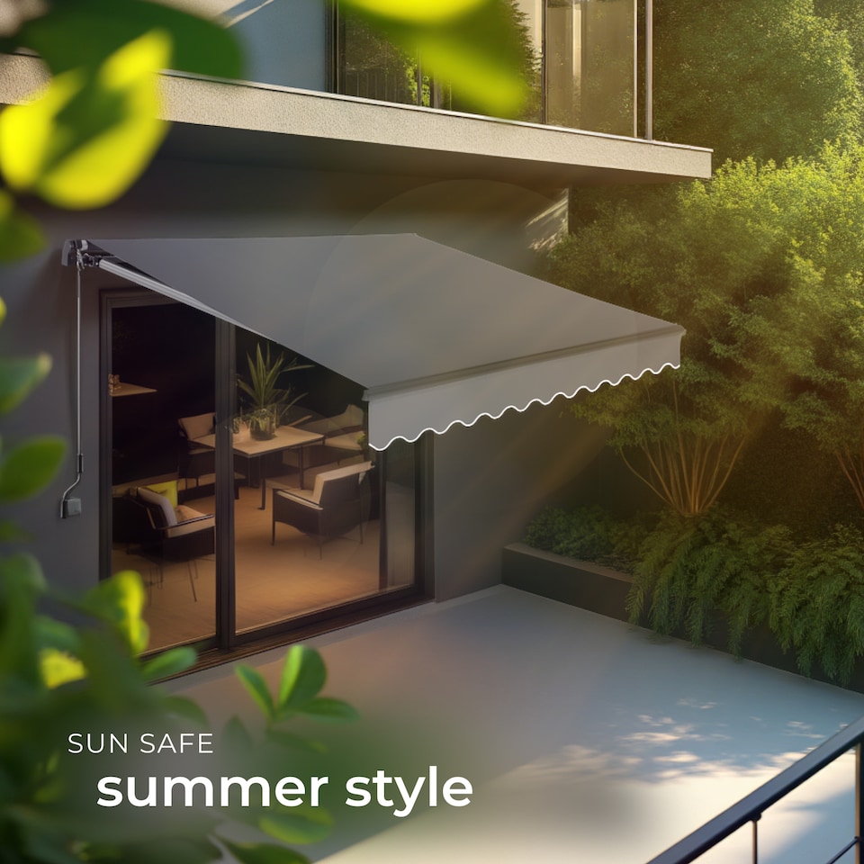 image 1 of Retractable Awning Ornella - wall bracket incl, easy adjustment, and UV blocking | Grey | dark grey | 250 x 200 cm | 1