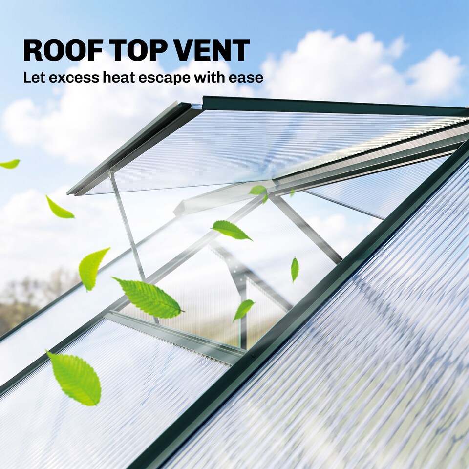 image 1 of Outsunny 6x6ft Walk-In Polycarbonate Greenhouse Plant Grow Galvanized Aluminium | Green
