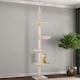image 7 of PawHut Floor to Ceiling Cat Tree 5-Tier Climbing Tower Scratching Post Beige
