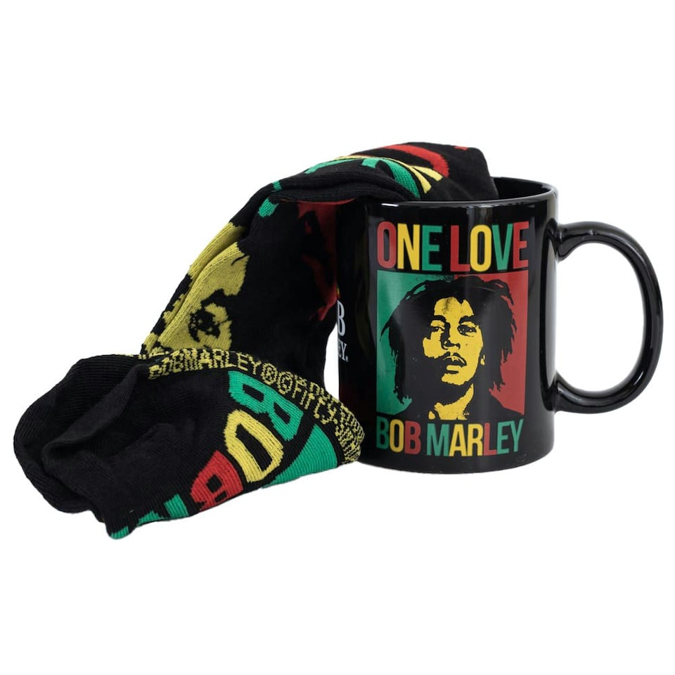 image 1 of Bob Marley One Love Mug and Sock Set - Black - 7 UK-11 UK