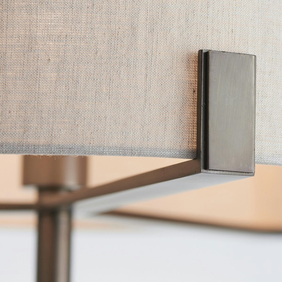 image 1 of Hayfield Floor Lamp Brushed Bronze Effect Plate & Natural Linen 1 Light IP20 - E27
