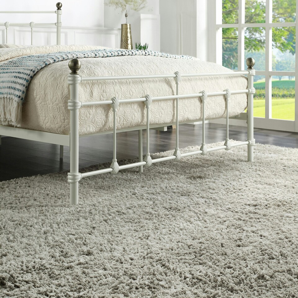 image 1 of Bayford Traditional Vintage Style White Metal Bed Frame (King) | White | White | King