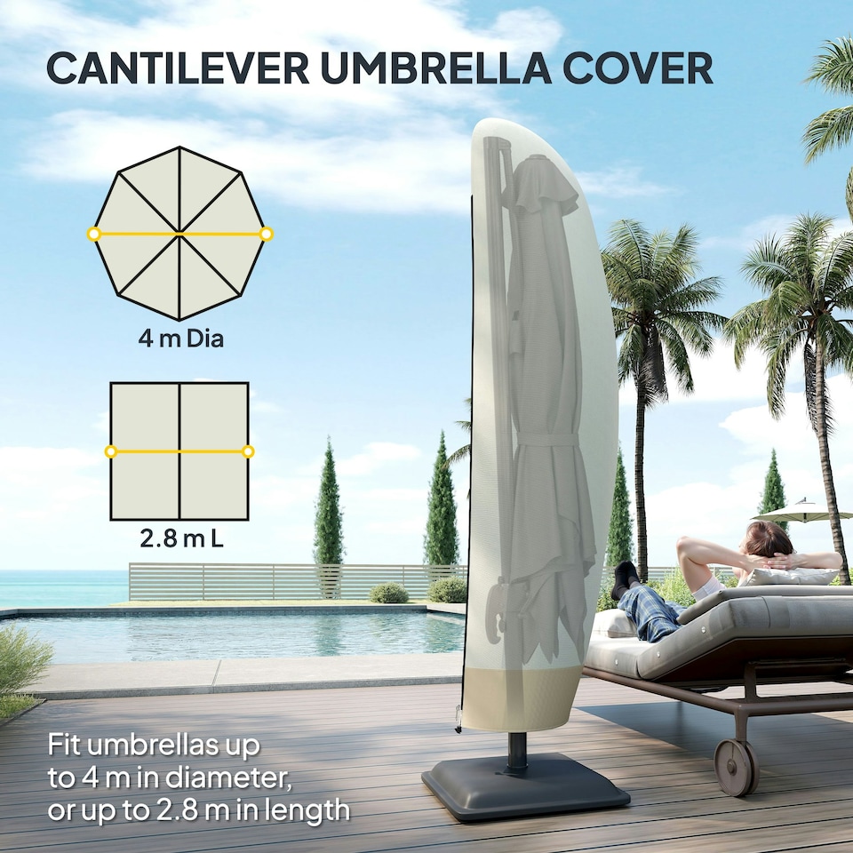 image 1 of Outsunny Outdoor Parasol Cover Umbrella Garden Furniture Protection Wind Rain