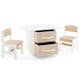 image 9 of COSTWAY Toddler Wooden Activity Table & 2 Chairs Set Cream