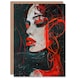image 1 of Red Passion Woman Abstract Portrait Oil Painting Birthday Card