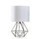 image 4 of ValueLights Angus Brushed Chrome Metal Basket Cage Bed Side Table Lamp with White Fabric Shade with LED Bulb
