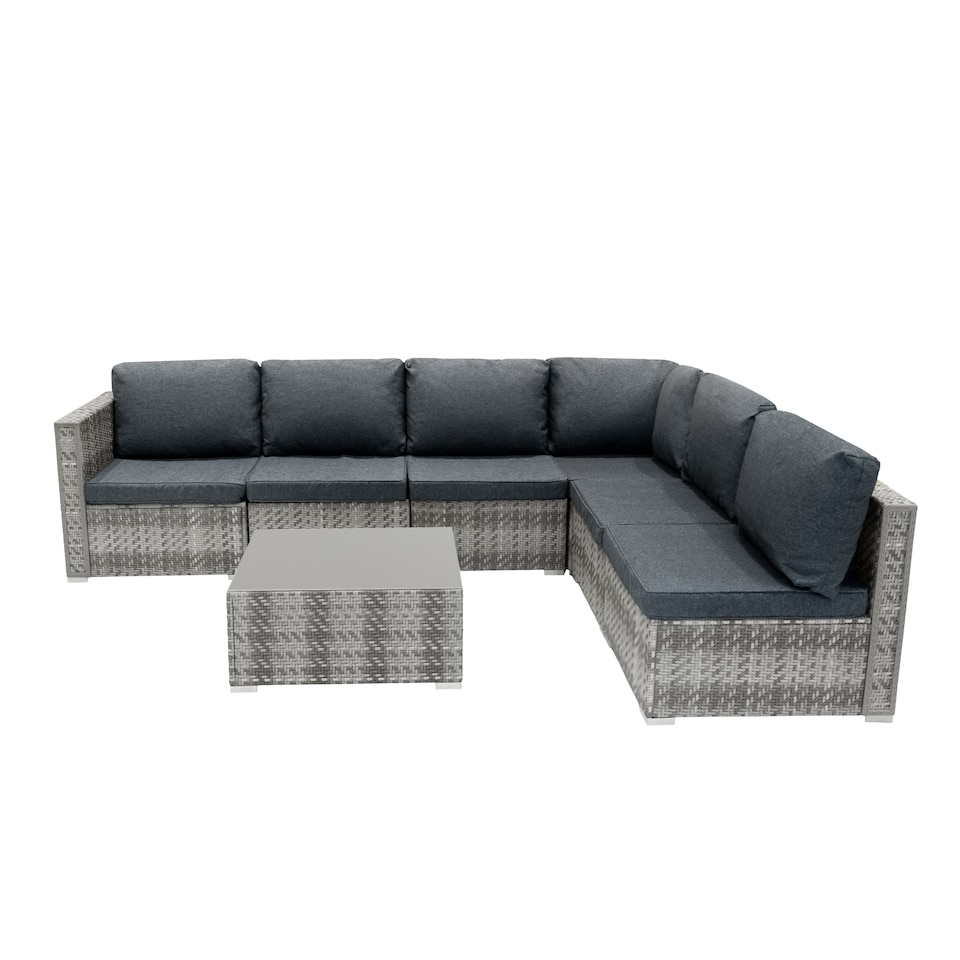 image 1 of Rattan Modular 7 Piece Furniture Set - Grey
