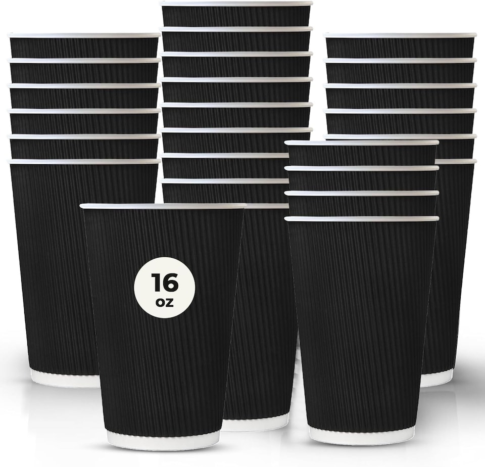 image 1 of ECONX Disposable Coffee Cups 16oz Strong 3-PLY Insulated Takeaway Paper Cup 50pc