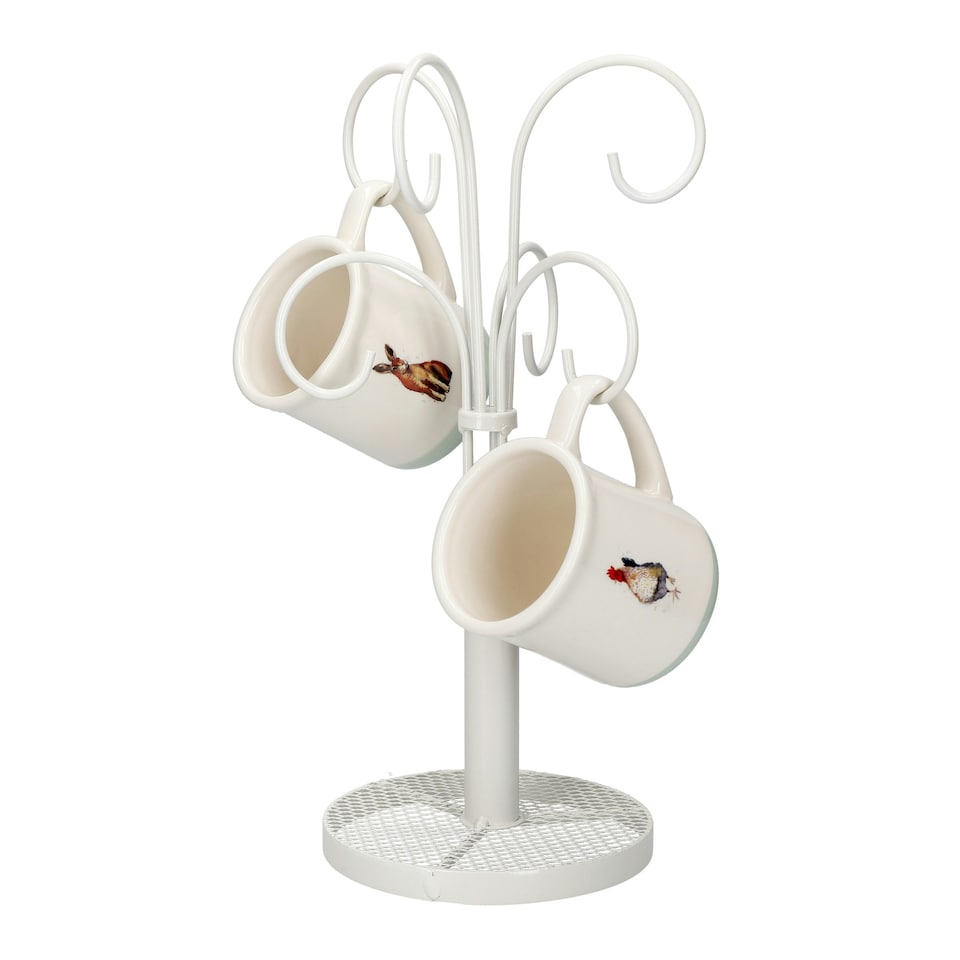 image 1 of KitchenCraft Mug Tree Cream Wrought Iron | Cream