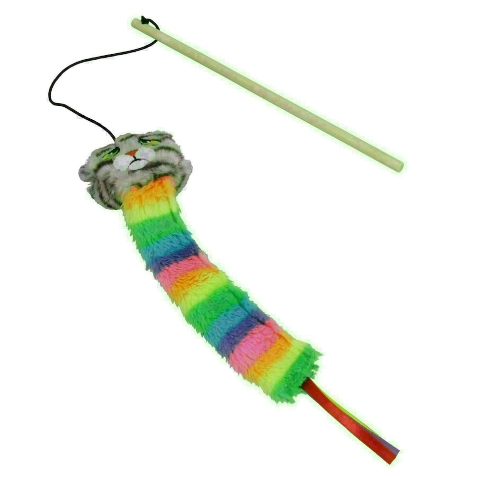 image 1 of Cat Kitten Catnip Filled Moody Moggy Rainbow Teaser Interactive Chaser Play Toy