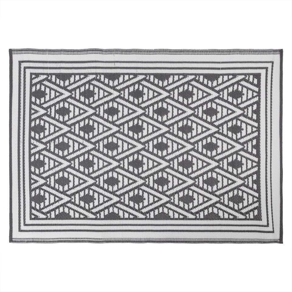 image 1 of JVL Lightweight Reversible Outdoor Rug – Geometric Pattern, Plastic Woven, 120 x 170 cm