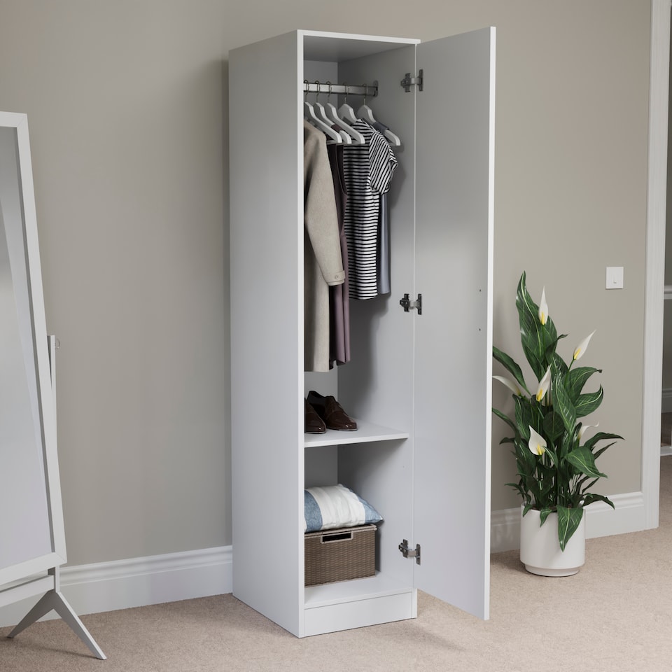 image 1 of Vida Designs Riano 1 Door Wardrobe With Shelf & Clothes Rail, White