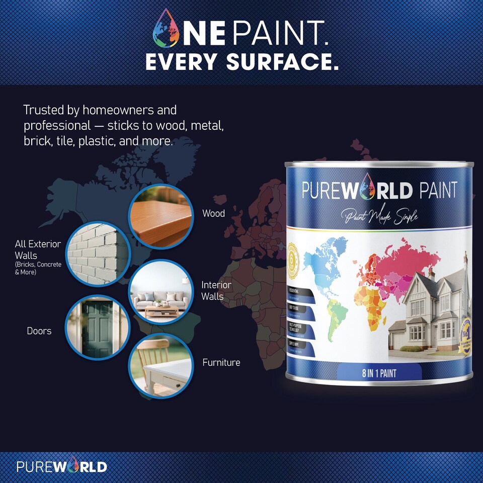 image 1 of PUREWORLD All-in-One Paint & Primer - Multi-Surface Interior & Exterior, Walls & Wood - Sage Green - 1L - Matt