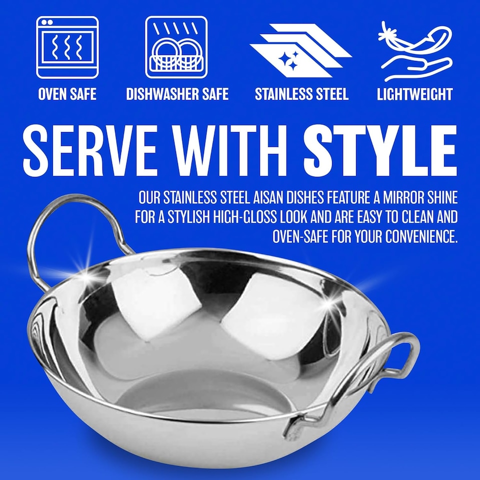 image 1 of Set Of 5 Balti Dishes 15cm Karahi Metal Curry Serving Kitchen Deep Dishes