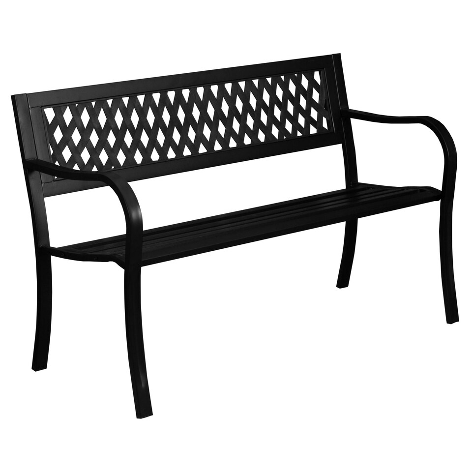 image 1 of Garden Vida 3 Seater Steel Garden Bench Outdoor Patio Seating, Lattice