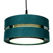 Contemporary Quality Green Linen Fabric Triple Tier Ceiling Pendant Light Shade | Green