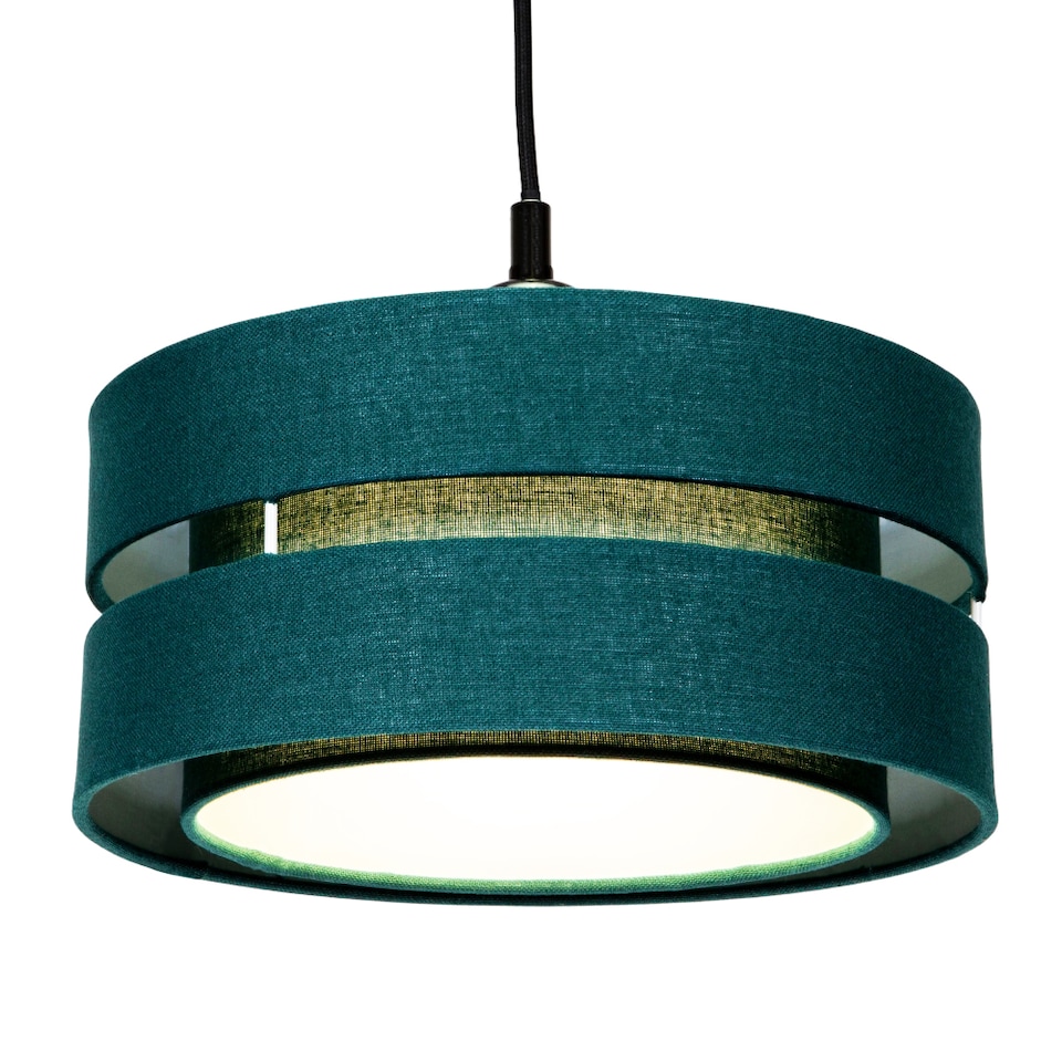 image 1 of Contemporary Quality Green Linen Fabric Triple Tier Ceiling Pendant Light Shade | Green