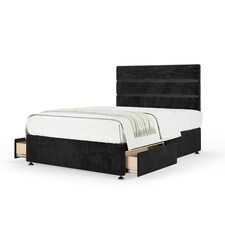 Majestic 1000 Pocket Sprung Black Naples Velvet 2 Drawer Divan Set And Milan Headboard King Size