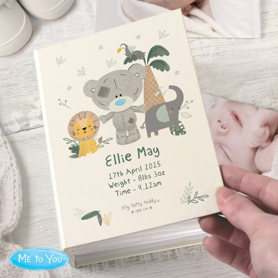 image 1 of Personalised Tiny Tatty Teddy Jungle Animals 6x4 Photo Album Cream