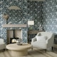 image 3 of Folk Foliage Wallpaper in Navy and Sage Multi