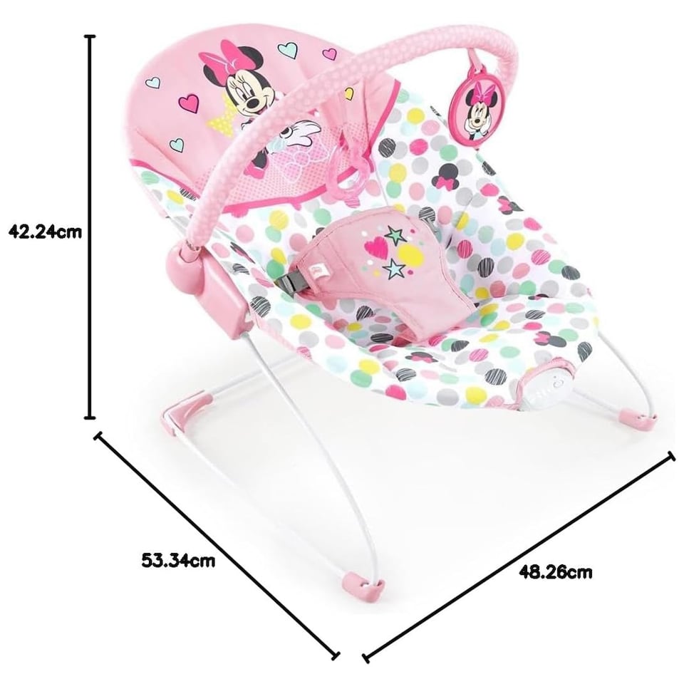 image 1 of Bright Starts Disney Baby Minnie Mouse Spotty Dotty Vibrating Bouncer Pink 12229 | Pink | Pink | One Size | 1
