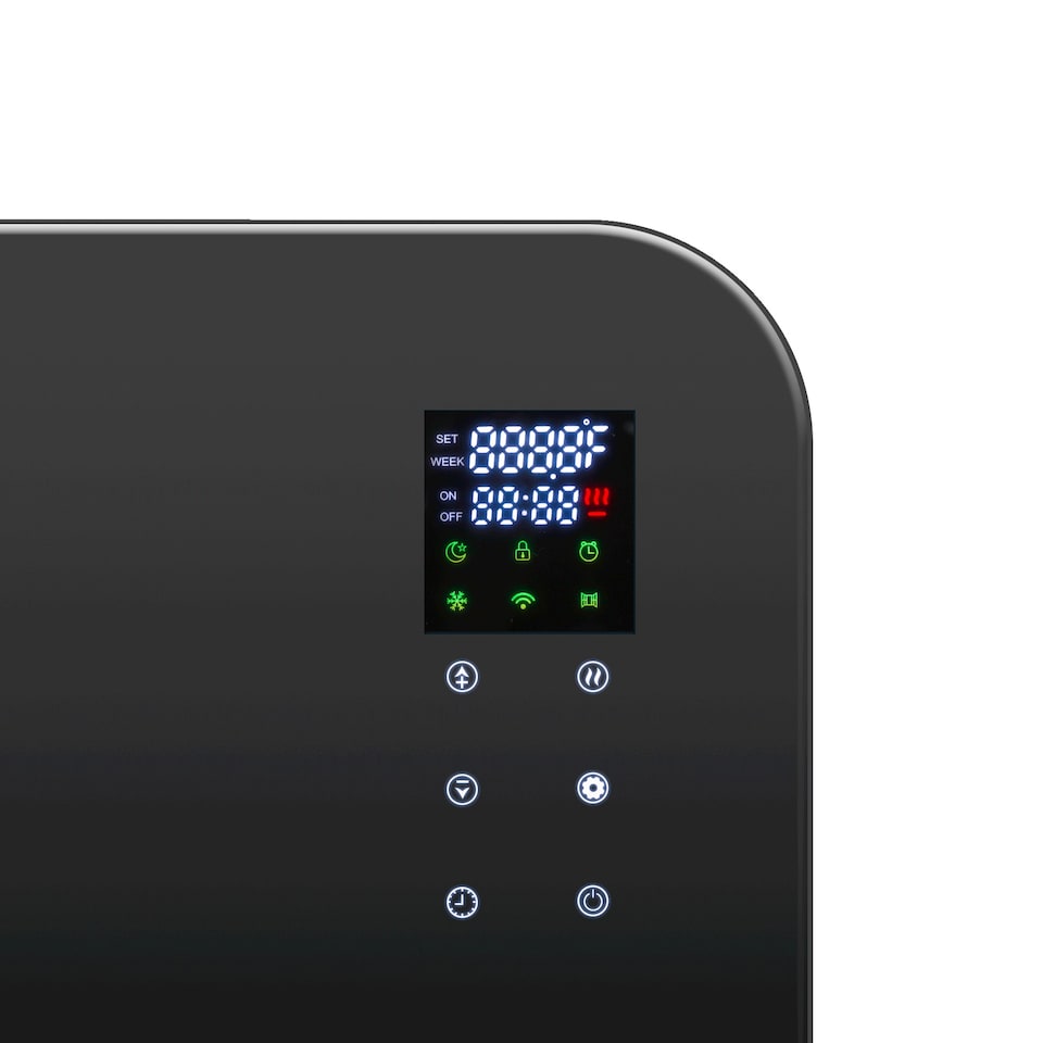 image 1 of TCP Smart WiFi Glass Panel Heater 2000W, Alexa Compatible, Open Window Detector, Wall Mounted & Freestanding Black Heater