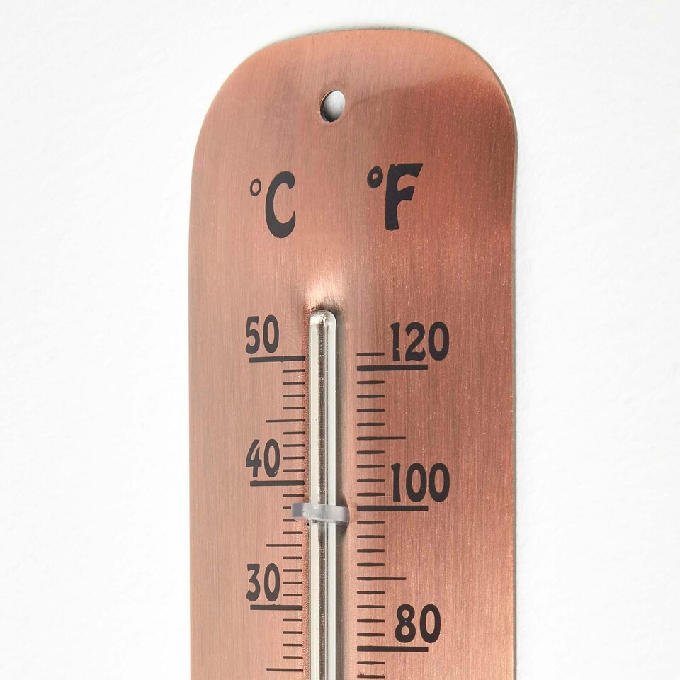 image 1 of Homescapes Copper Metal Wall Thermometer, 30 cm