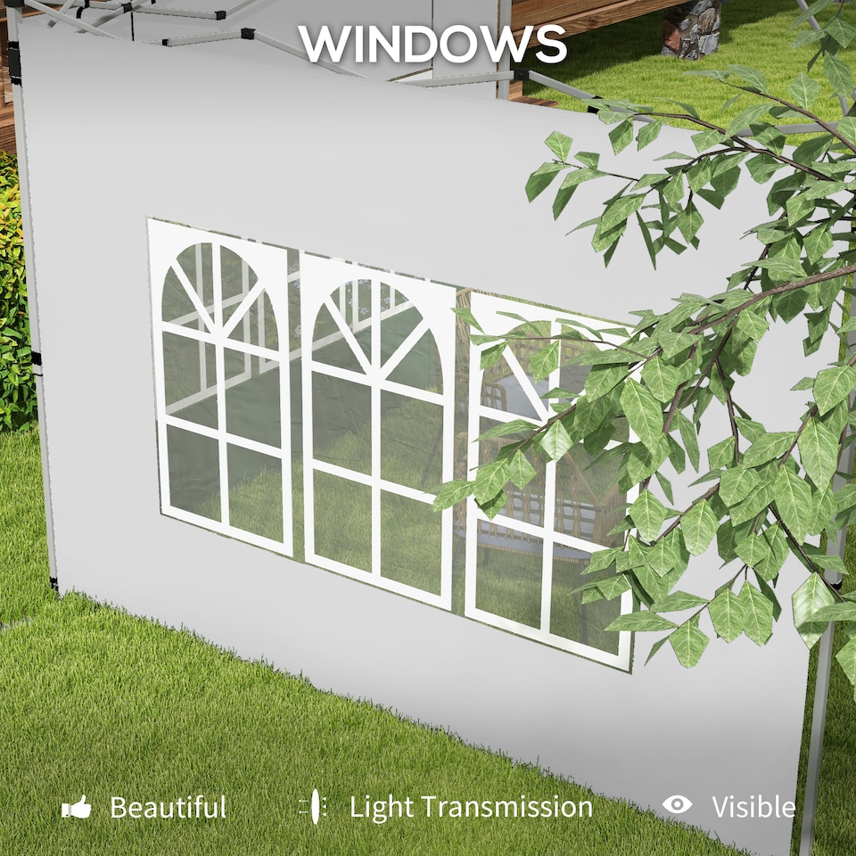image 1 of Outsunny Gazebo Side Panels for 3x3(m) or 3x4m Pop Up Gazebo, 2 Pack, White