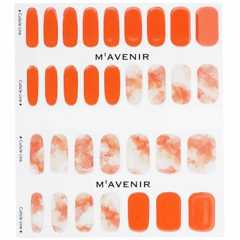 image 1 of Nail Sticker (orange) - # Marmalade Marble Nail - 32pcs Orange