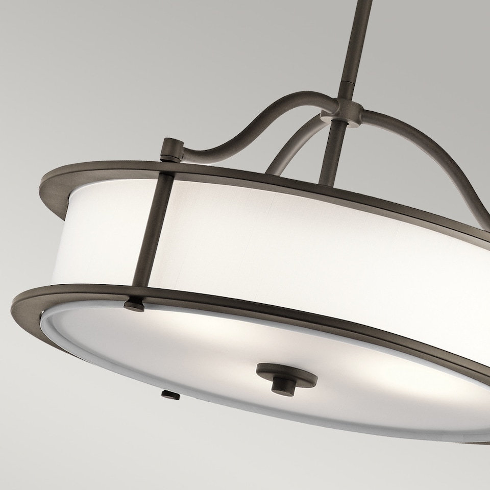 image 1 of Emory 3 Light Semi Flush Round Ceiling Pendant Light Pewter, E27