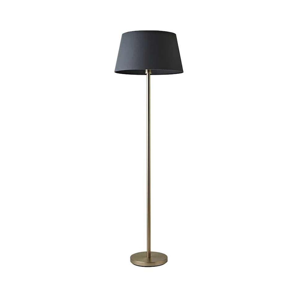 image 1 of ValueLights Charlie Chrome Floor Lamp Grey Taper Shade