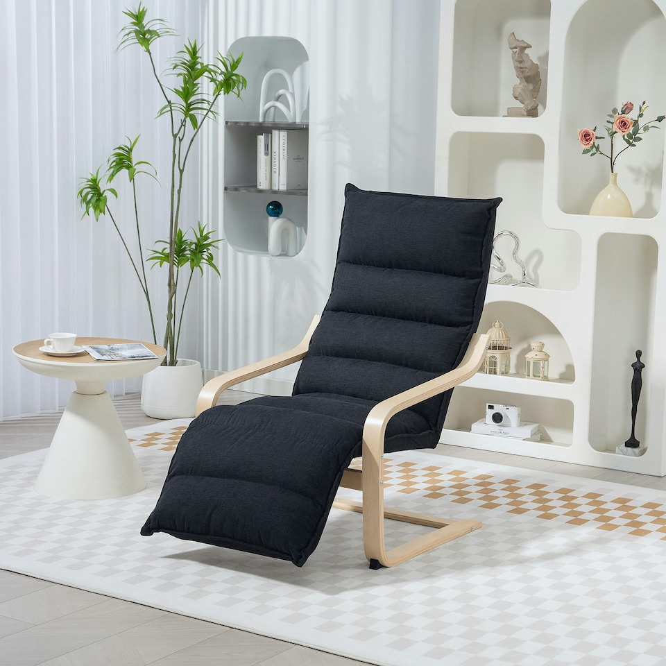 image 1 of HOMCOM Birch Wood Lounge Chair for Living Room, Bedroom Grey | Natural Birch