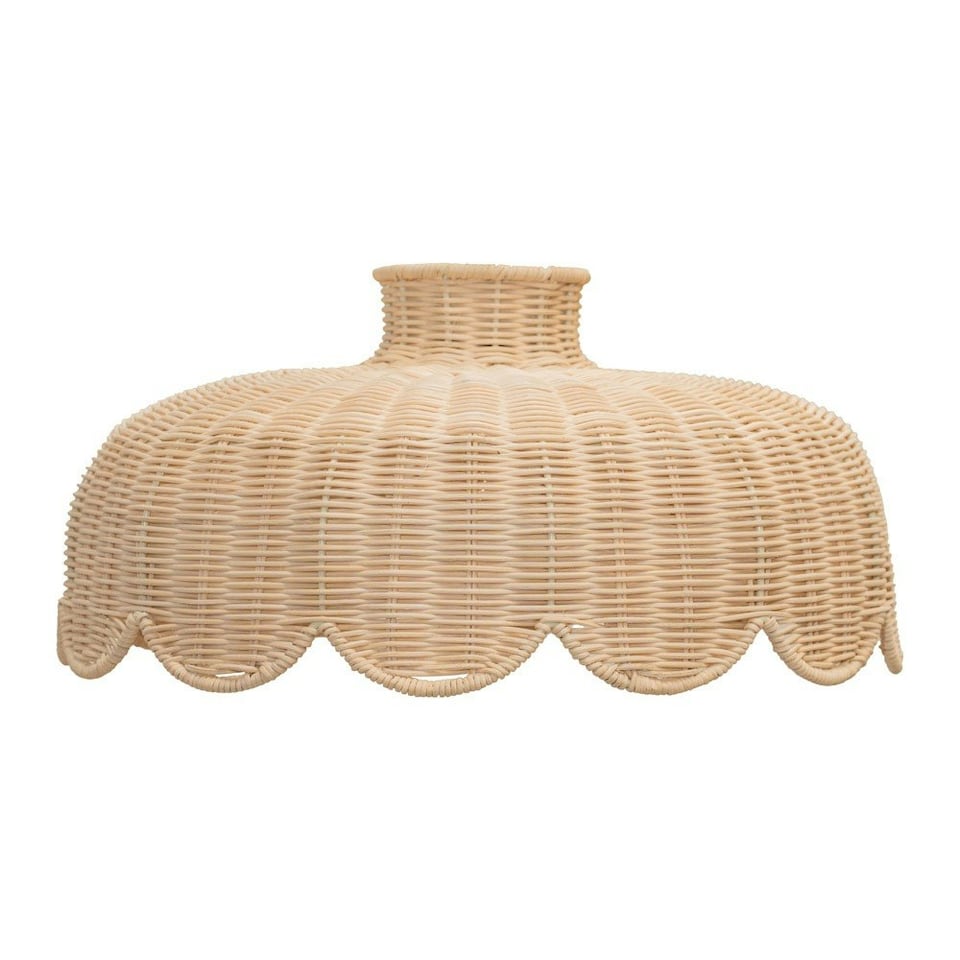 image 1 of ValueLights Neveah Wood - Rattan Natural Tapered Ceiling Pendant Shade Brown