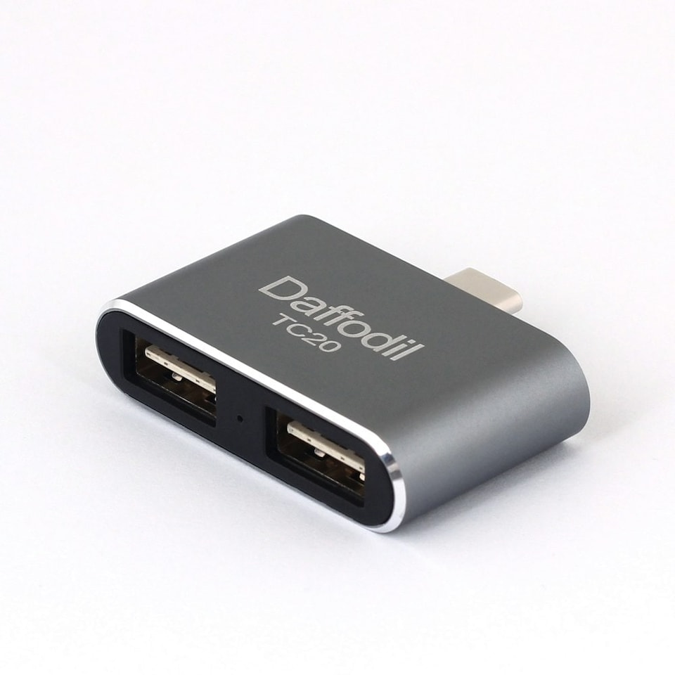 image 1 of USB C to USB A Dual Splitter Adapter For Chromebook, Smartphone, Tablet - Daffodil TC20