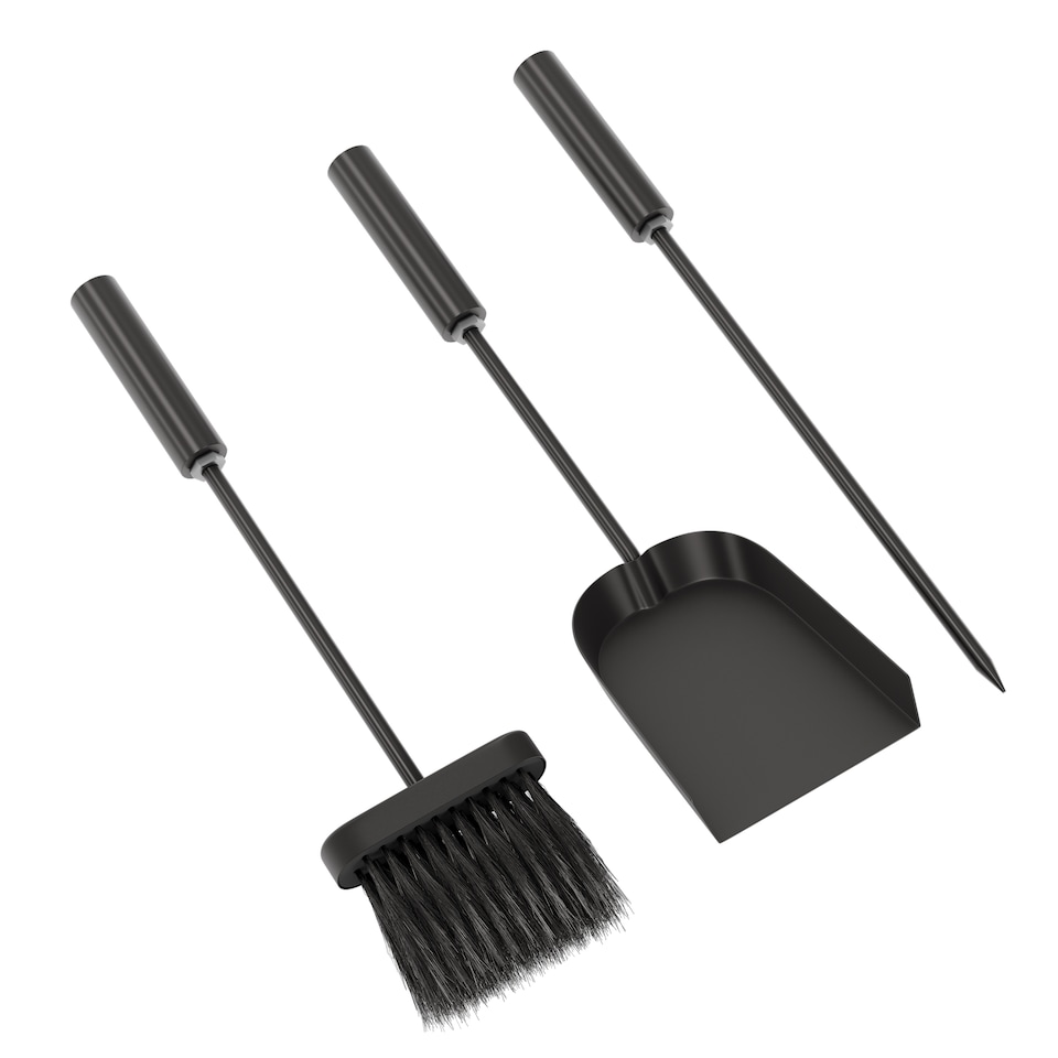 image 1 of Fire Vida 4 Piece Aston Companion Set Fireside Fireplace Accessory, Black