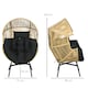 image 5 of Outsunny Rattan Leisure Chair w/ Cushion, Garden Egg Chair with Headrest, Sand
