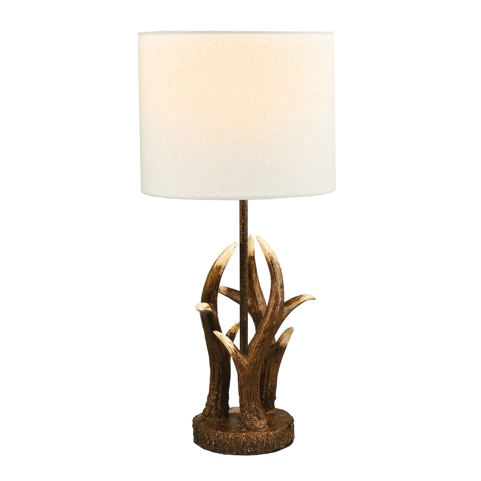 image 1 of Traditionally Designed Antler Resin Table Lamp Base in a Rustic Bronze Finish | Bronze