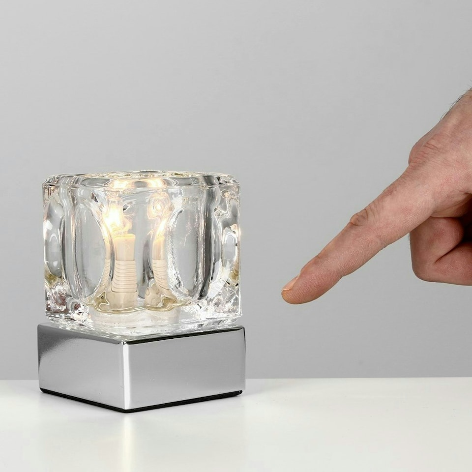 image 1 of ValueLights Modern Chrome Glass Ice Cube Touch Table Lamp