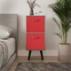 image 3 of Grey 2-Tier 2-Drawer Cube Shelving Unit with Scandinavian Legs | Red | Red & Black | 1