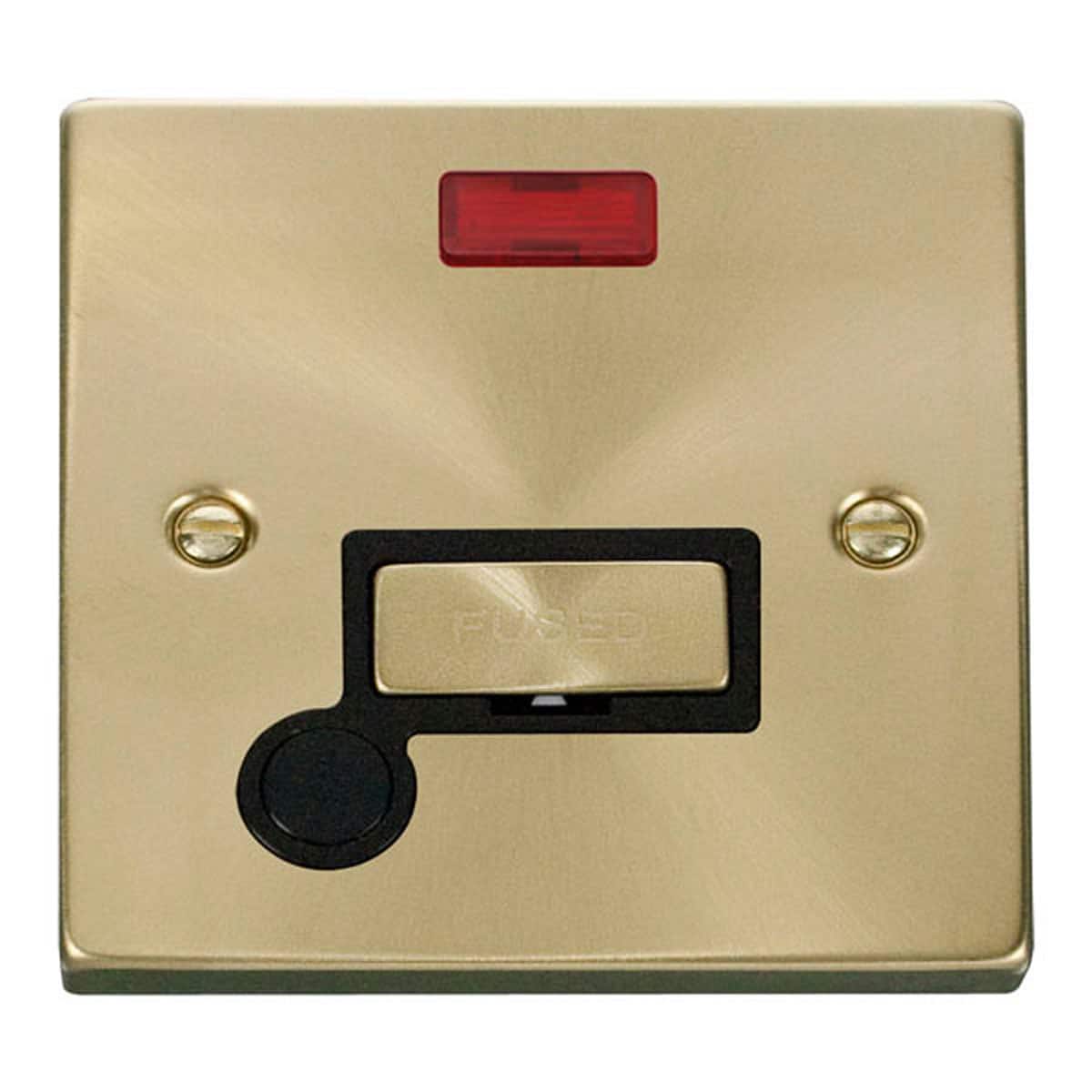 SE HOME Satin Brushed Brass 13A Fused Ingot Connection Unit With Neon With Flex Gold Satin Brass