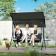 image 2 of Outsunny 3-Seater Swing Seat w/Canopy & Coffee Table, Dark Grey Grey | Dark Grey