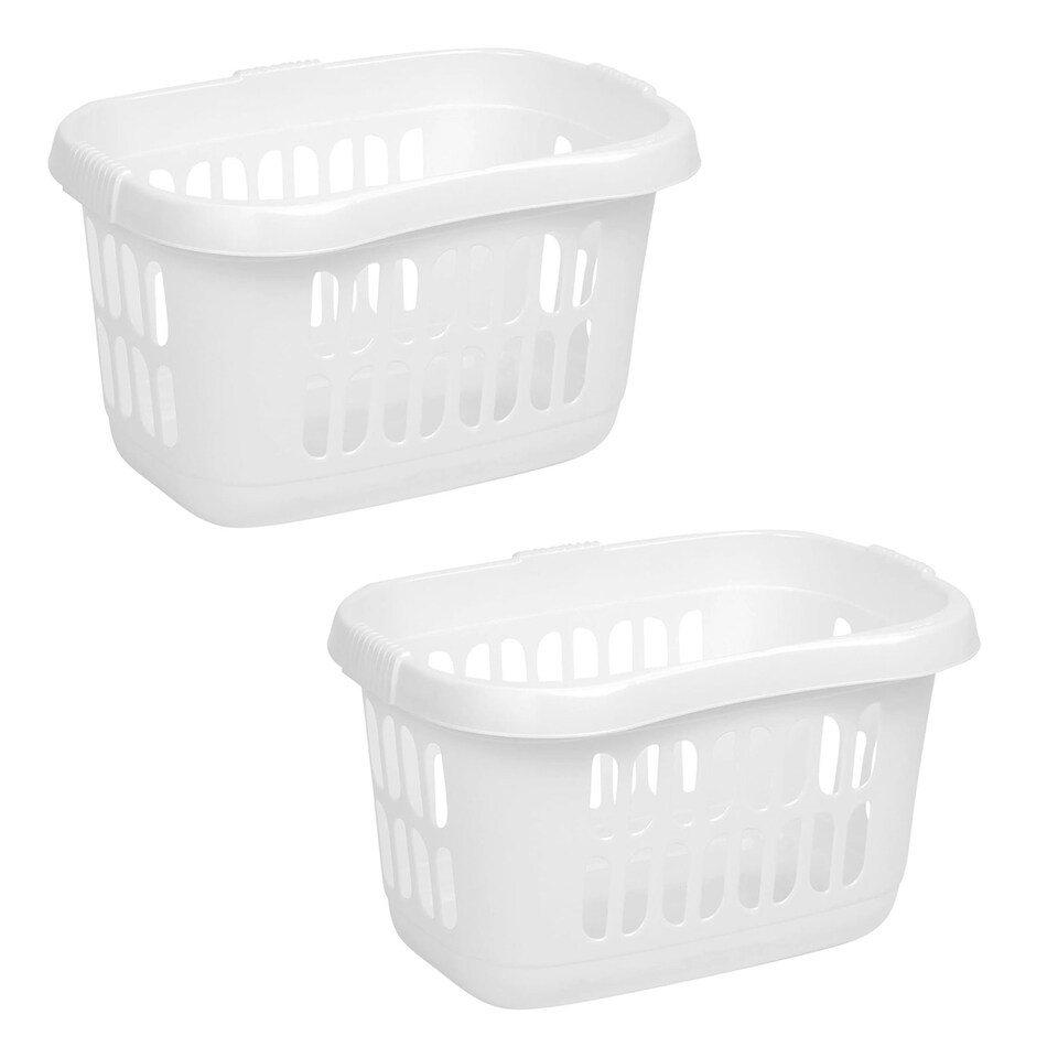 image 1 of 2 x Ice White Plastic Laundry Utility Hipster Baskets For Transporting Washing Clothes White
