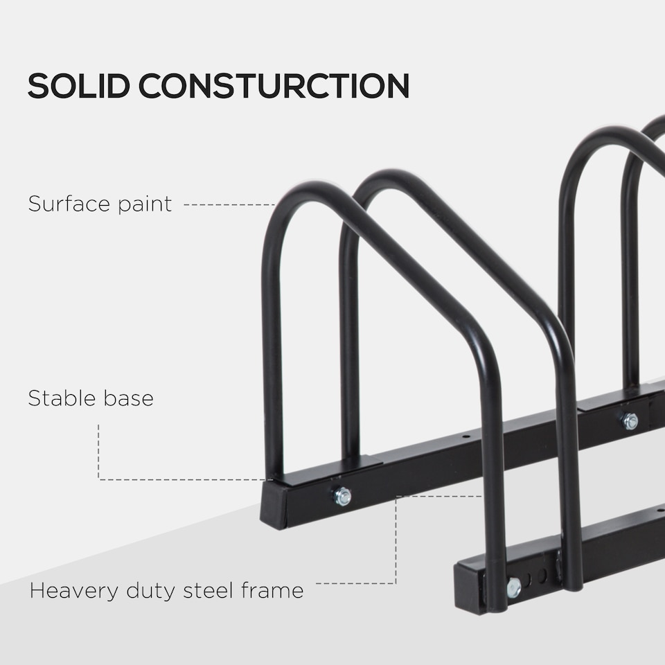 image 1 of HOMCOM Bike Parking Rack Bicycle Locking Storage Stand for 6 Cycling Black