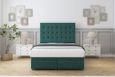 Sloomy Alabama Emerald Plush Ottoman Bed With Mattress With 26" Strutted Headboard 3' Single